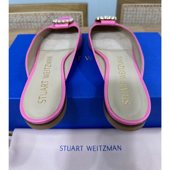 Stuart Weitzman Pearl Buckle Mule India Pink Smooth Calf Size 7 NIB Lightly Worn - Picture 9 of 12